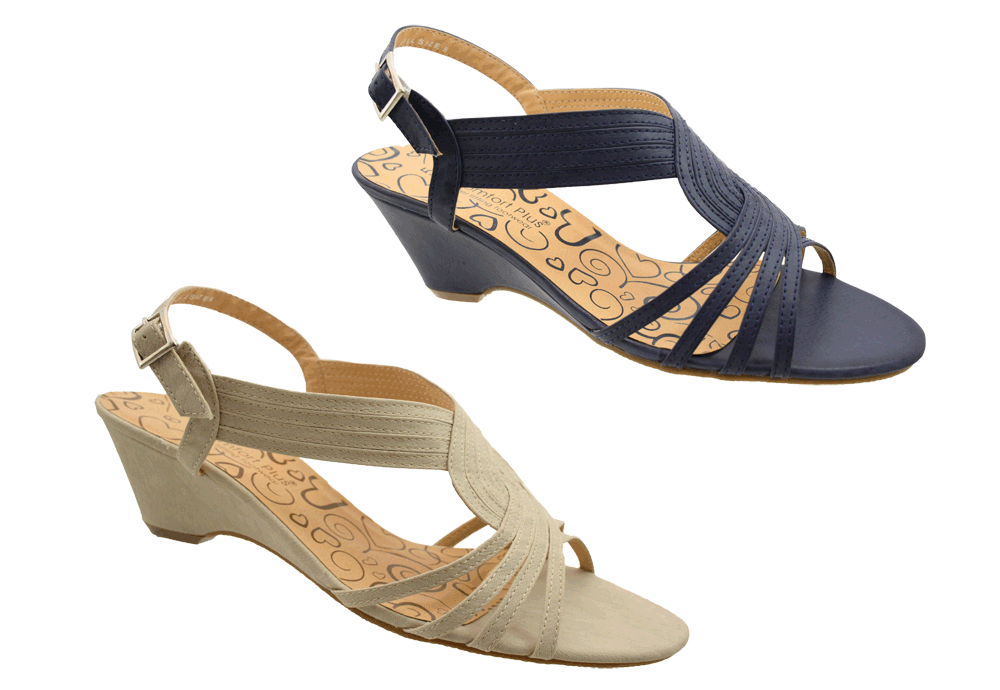 Comfort Plus Ladies Wider Fitting Wide Wedge Wedding Sandals Size 3 4 5 6 7 