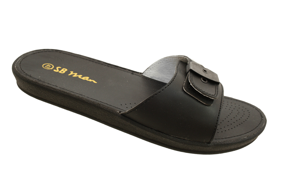 Mens-Black-Leather-Lined-Mules-Sandals-Flip-Flops-Size-7-8-9-10-11-E ...