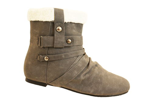 low heel gray boots