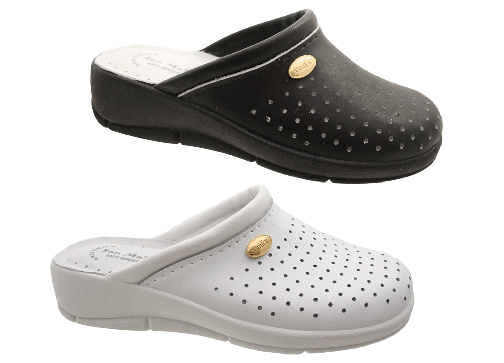 Ladies Leather Clogs Mules Nursing Shoes Anti Shock Footbed Size 3 4 5