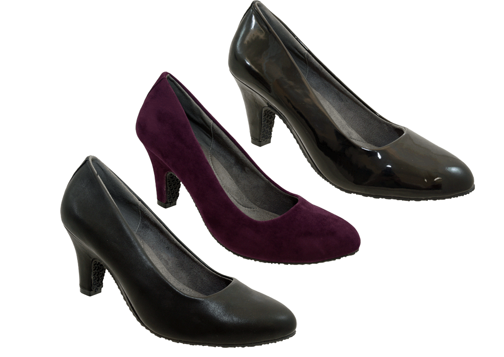... Lotus Branded Black Patent Purple Wide E EEE fit Court Shoes Heels