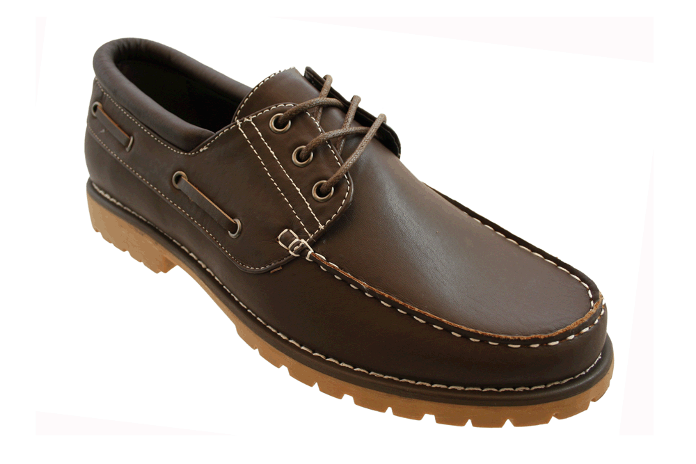 Mens Dark Brown Lace Up Deck Boat Moccasin Gents Shoes Size UK 7 - 12
