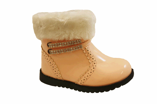 Infant Toddler Baby Little Girls Patent Fur Winter Ankle Boots Size 3 4 ...