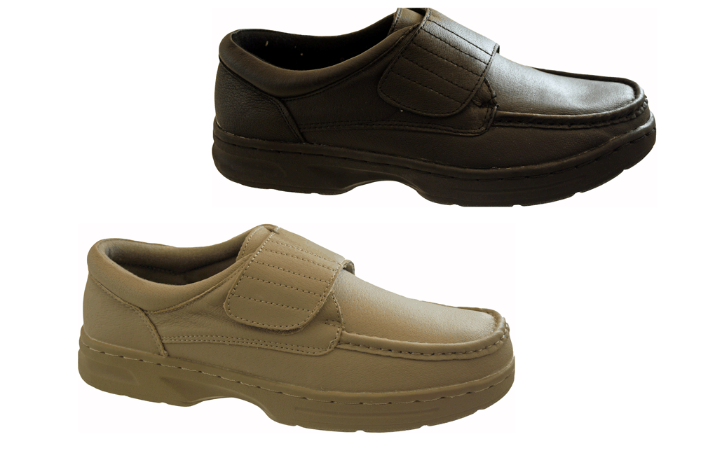 Dr Keller Mens Leather Wide Fit Velcro Touch Fastening Casual Work ...